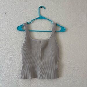 Aritzia Babaton Beige Ribbed Tank Top